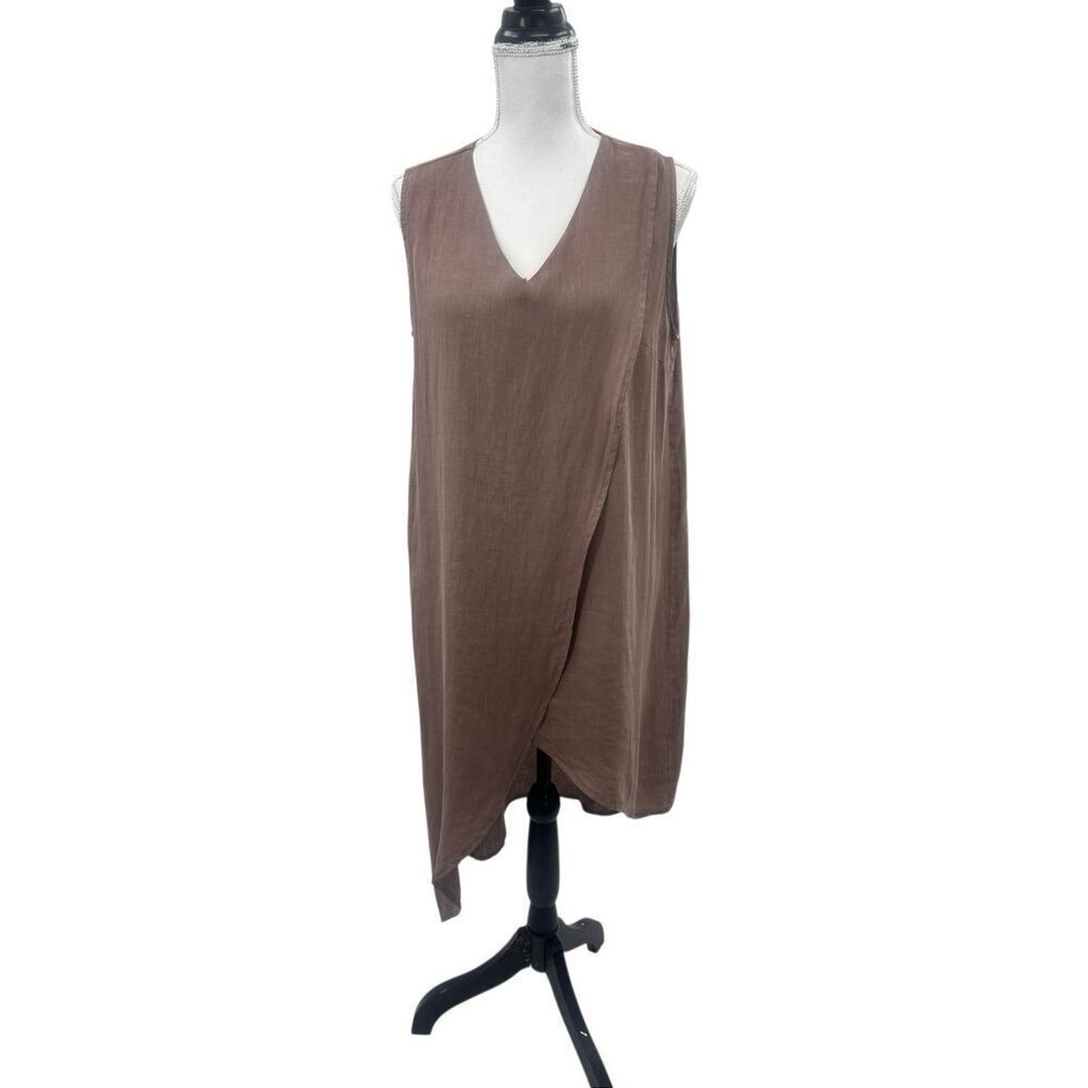 Match Point USA Sleeveless Brown Asymmetrical Tunic Dress Size Large